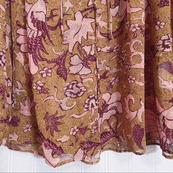 O.P.T. One Pretty Thing x Anthropologie Floral Smocked Balloon Sleeves Top NWT - Picture 4 of 8